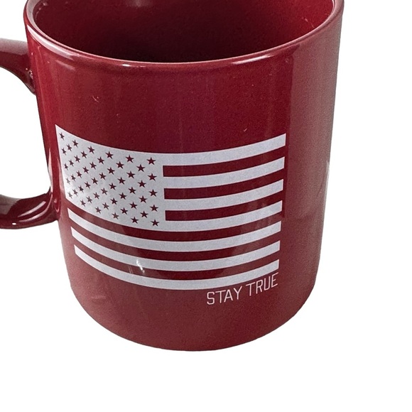 Life Is Good Dark Red Stay True White USA Flag Heavy Ceramic Coffee Cup Tea Mug - Picture 5 of 13